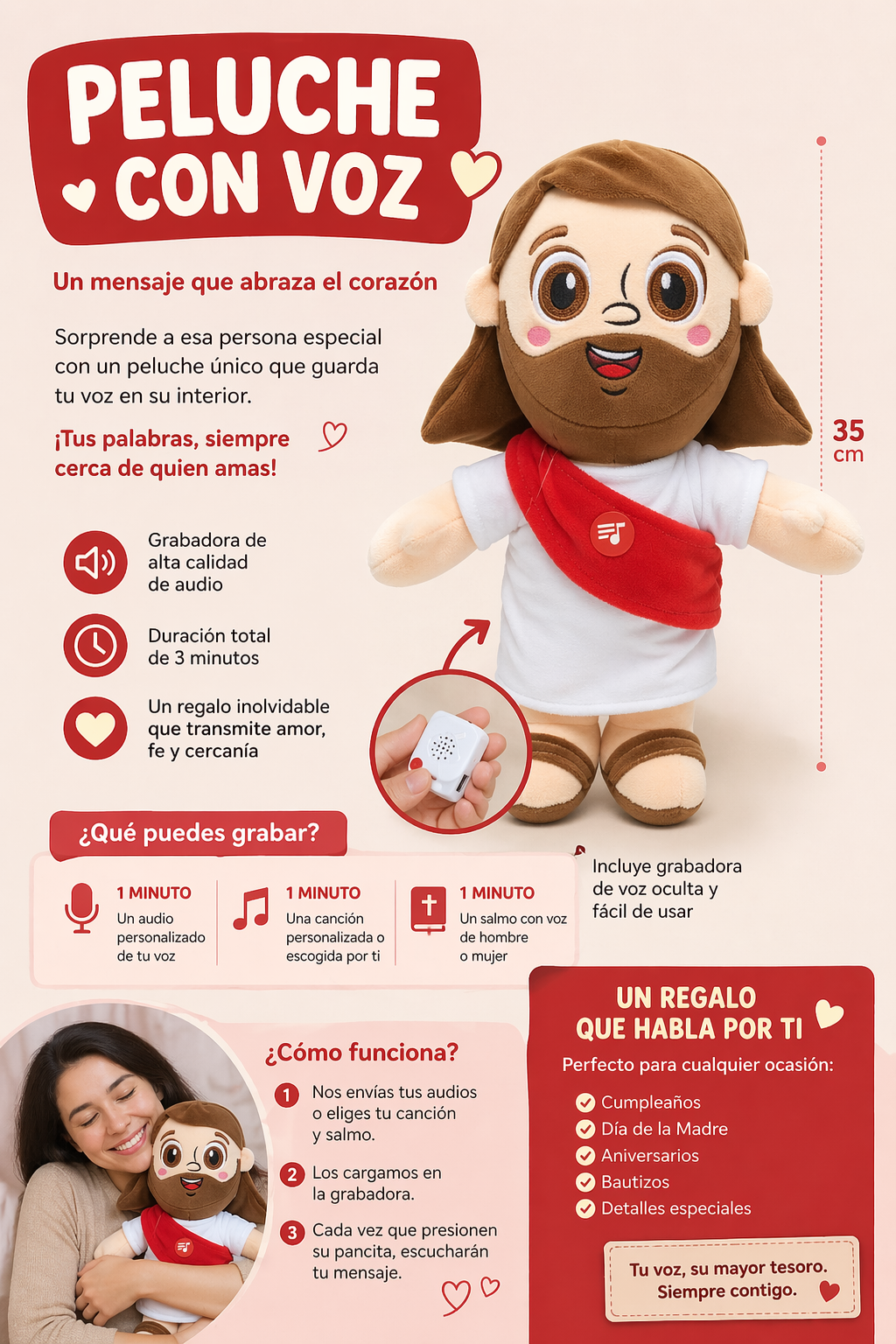Infografía Jesúsito Mimosos: peluche con voz